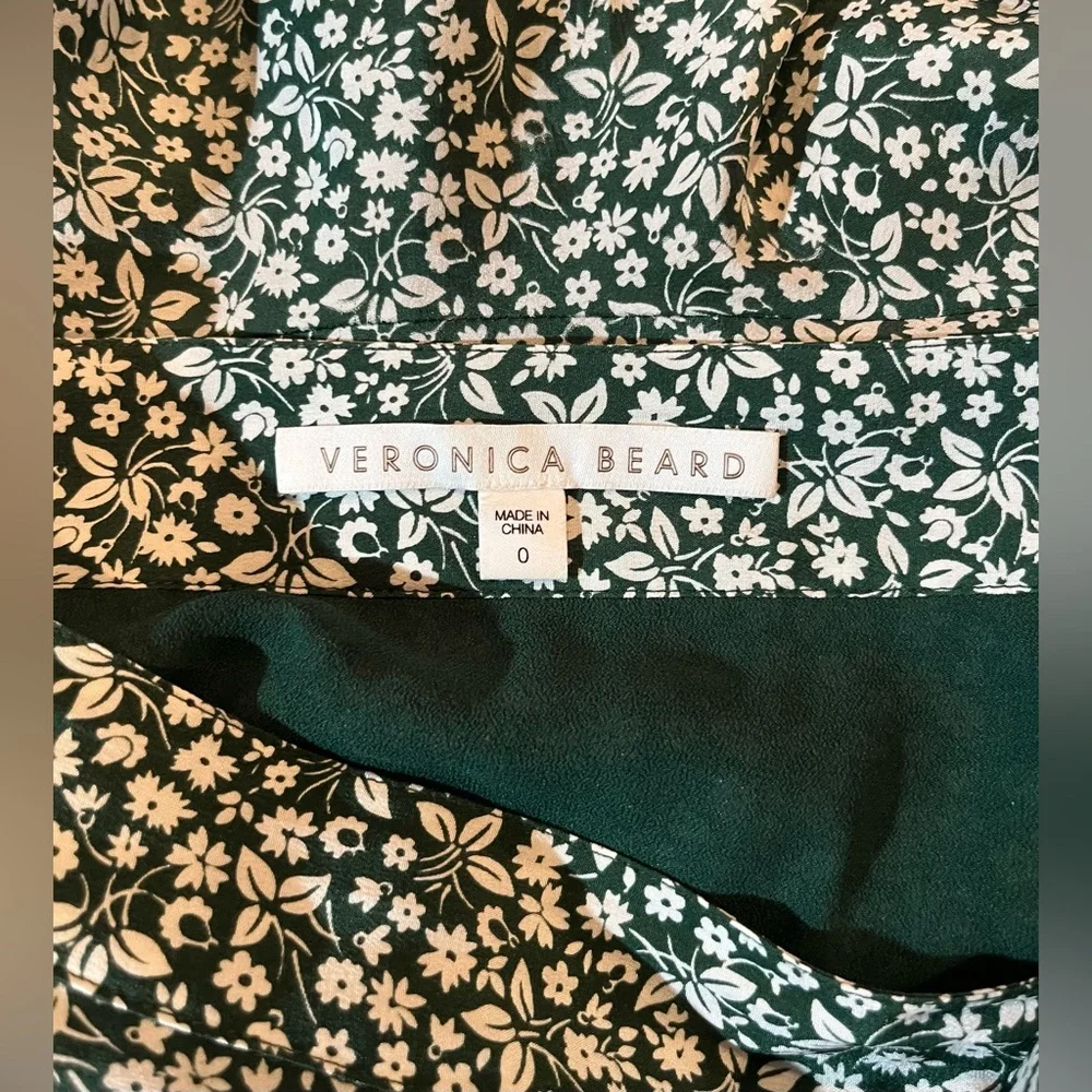 VERONICA BEARD Kaia Ruffle Women’s Floral Mini Skirt 100% Silk In Green Size‎ 0